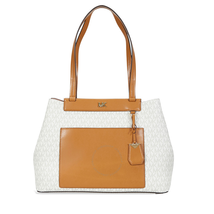 Michael Kors Meredith Signature Logo Print Tote - Vanilla/Acorn 30F8GKWT8B-149