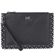 Michael Kors Medium Scallop Leather Zip Pouch- Black 32T8SF9P6I-001