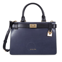 Michael Kors Tatiana Small Leather Satchel- Navy Blue/ Black 30F8GT0S1T-429