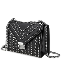 Michael Kors Whitney Large Studded Leather Convertible Shoulder Bag- Black 30T8TXIL4T-001