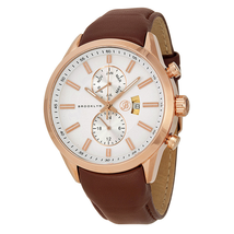 Brooklyn Watch Co. Open Box - Brooklyn Watch Company Fulton Silver Dial Brown Leather Swiss Quartz Men's Watch FL-RG-SV-BR FL-RG-SV-BR