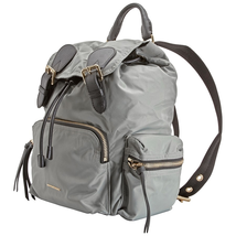 Burberry Ladies Medium Nylon Rucksack- Lead Grey 4036352