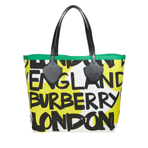 Burberry Large Graffiti Print Cotton Tote- Black/Green 4075825