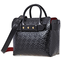 Burberry Small Monogram Leather Triple Stud Belt Bag- Black 8010011
