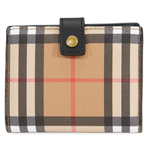 Burberry Small Vintage Check and Leather Folding Wallet- Black 4073431