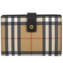 Burberry Vintage Check and Leather Folding Wallet- Black 4073137