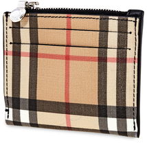 Burberry Vintage Check and Leather Zip Card Case- Black 8015133