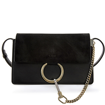 Chloe Faye Small Suede Calfskin Shoulder Bag - Black C15US127H2O-001