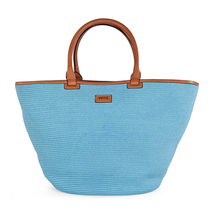 Emilio Pucci Mid-Sized Woven Raffia Tote Handbag in Powder Blue 41BE81-E28