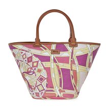 Emilio Pucci Printed Woven Raffia Tote Handbag, Fuchsia Capri Print 41BE80-41360-H56