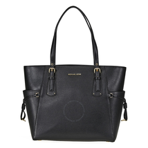 Michael Kors Voyager Textured Crossgrain Leather Tote- Black 30H7GV6T9L-001