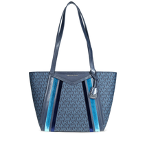 Michael Kors Whitney Small Signature Logo Print Tote- Blue/Multi 30F8SN1T0B-473