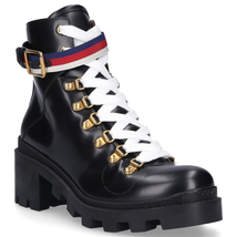 Gucci Leather Ankle boot with Sylvie Web 481156 DKS30 1159
