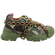 Gucci Men's Green Fabric Flashtrek Sneaker with Removable Crystals 536532 GGZ30 1261