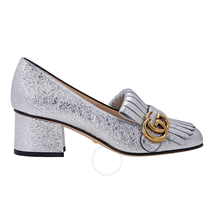 Gucci Metallic Silver Mid-heel Pump -GC408208DKT00-SV