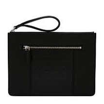 Ferragamo Salvatore  Men's Black Gancini Pattern Flat Pouch 240903 687280