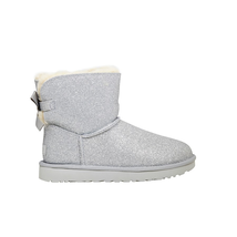 UGG Ladies Classic Canterbury Silver Mini Bailey Bow Glitter 1100053 SLVR