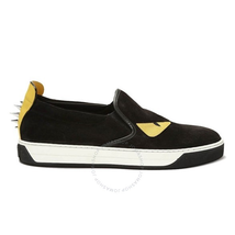 Fendi Men's Italian Luxury Black Shoes Slip On Bugs With Yellow Eye 7E0904-2VB-F0Y2V