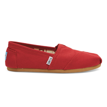 Toms Ladies Slip On Red Canvas Alpargata Classic Shoes 001001B07 RED