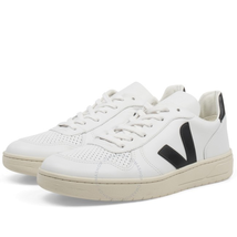 Veja Men's V10 Leather Sneaker VX020005 V-10 LTHR EXTRAWHITEBLACK