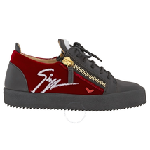 Giuseppe Zanotti Ladies Black Red Velvet Hearts Sneakers RW80075/002