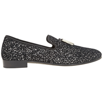 Giuseppe Zanotti Men's Black, Silver Loafer Gliter Shark Tooth IU80004