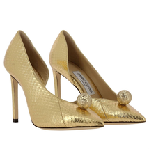 Jimmy Choo Ladies High Pump Gold/Gold 100 Sadira Met Elaph Heels 182 SADIRA 100 CDW GOLD/GOLD