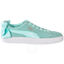 Puma Ladies Turquoise Basket Suede Bow Sneakers 36731703 ISLAND PARADISE