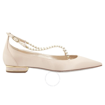 Rene Caovilla Eliza Satin Beige Flat C09158-020-B
