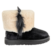 UGG UGG Classic Mini Wisp Cuff Black Suede Sheepskin Boots 1101039 BLK