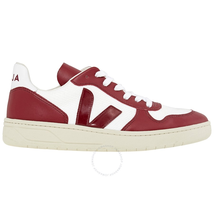 Veja Men's V-10 Basket Mesh White Burgundy Sneakers VX011801 WHITE_MARSALA_MARSALA