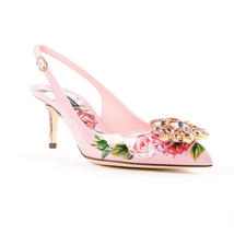 Dolce and Gabbana Dolce & Gabbana Ladies Sandals in Soft Pink with Sling Print CG0183 AU562 HDR40