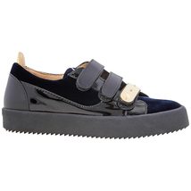 Giuseppe Zanotti Ladies Navy Sneakers New 3 Velcro Velvet RW80010/001