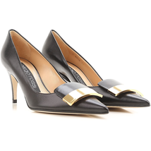 Sergio Rossi Ladies Black Lambskin Middle Heel Pump A78950 MAGN05 1000
