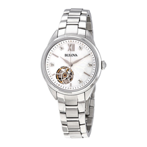 Bulova Diamond Silver Dial Stainless Steel Ladies Watch 96P181