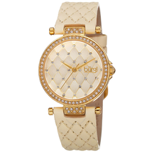 Burgi Crystal Beige Quilted  Dial Ladies Watch BUR154BG