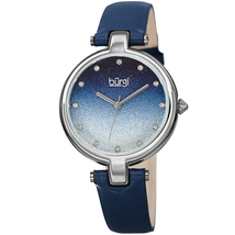 Burgi Ladies Glitter Ombre Swarovski Crystal Dial Genuine Leather Strap Watch BUR225BU