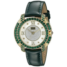 Burgi Mother Of Pearl Dial Ladies Green Crystal Watch BUR156GN