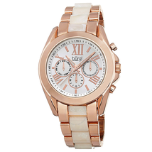 Burgi Multi-Function Silver-tone Dial Rose Gold-tone and Horn Resin Ladies Watch BUR094RG