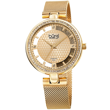 Burgi Quartz Diamond Gold Dial Ladies Watch BUR262YG