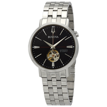 Bulova Classic Automatic Black Dial Stainless Steel Men's Watch 96A199