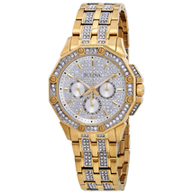 Bulova Crystal Silver Dial Yellow Gold-tone Men's Watch 98C126