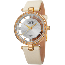 Burgi Beige Satin Strap Gold-Tone Diamond Dial Ladies Watch BUR104WTG
