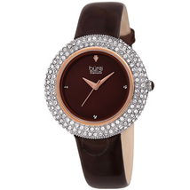 Burgi Ladies Diamond Swarovski Crystal Sparkling Dial Leather Strap Watch BUR199BR