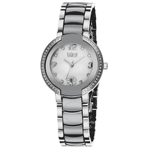 Burgi Mother of Pearl Dial Silver-tone Ceramic and Stainless Steel Ladies Watch BUR072SL