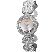 Burgi Mother of Pearl Diamond Dial Silver-tone Base Metal Ladies Watch BUR109SS