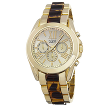 Burgi Multi-Function Gold-tone Dial and Tortoise-shell Resin Ladies Watch BUR094YG