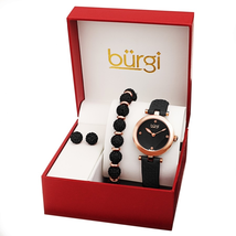 Burgi Quartz Diamond Black Dial Ladies Watch BUR245BKR-S