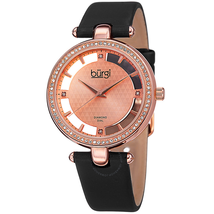 Burgi Black Satin Strap Rose Gold-Tone Diamond Dial Ladies Watch BUR104RG