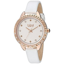 Burgi Silver Dial Ladies Leather Watch BUR161WT